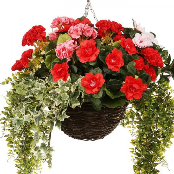 Artificial Silk Pansy Ball Hanging Basket - The Artificial Flowers Company
