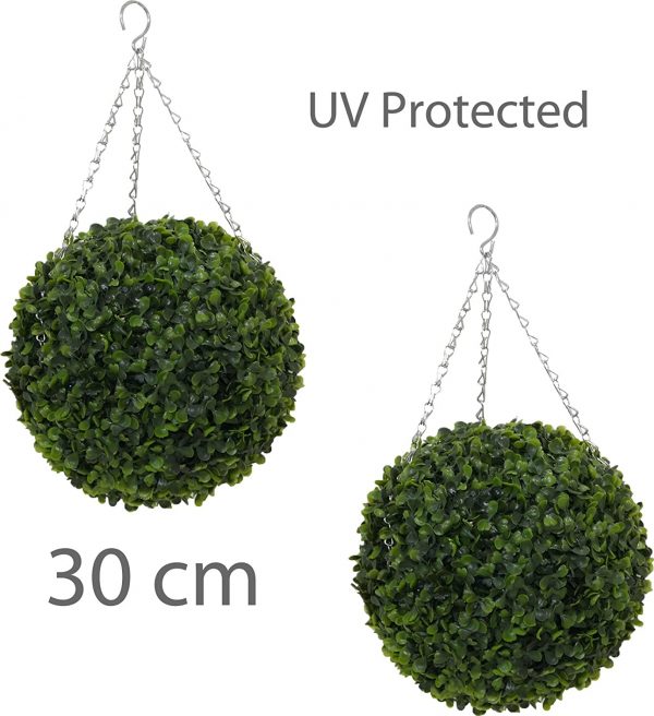 Pair of 30cm hanging topiary balls