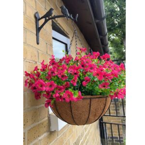 Large Artificial Eucalyptus & Magnolia artificial Hanging Basket - outside view mounted on a wall